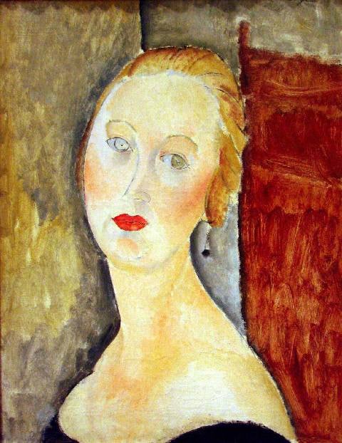 Amedeo Modigliani - Portrait de Germaine Survage: Artist : Amedeo Modigliani - Title: Portrait de Germaine Survage - Medium: Fine Art Reproduction Giclee on Canvas - Image Size: Approximately 20 inches x 15.5 inches - Unframed on Unstretched Canvas -