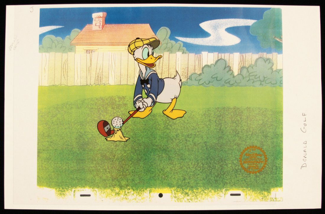 Walt Disney "How to Play Golf: Donald" Serigraph Cel Di: Walt Disney How to Play Golf: Donald" Serigraph Cel DisneySeri234. Excellent Condition! IY82FU. One original limited edition fine art serigraph cel from Walt Disney's "How to Play Golf: Donald". Comes