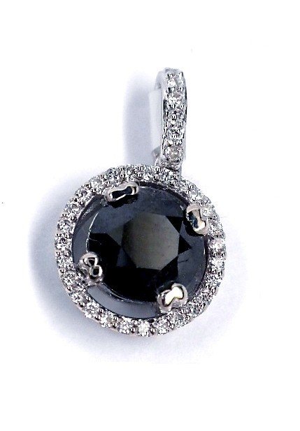 14KT White Gold 1.43ct Black and White Diamond Pendant : 14KT White Gold 1.43ct Black and White Diamond Pendant J46. New Condition! BW603WT. One electronically tested 14KT white gold ladies cast and assembled black and white diamond pendant. Good workmanshi
