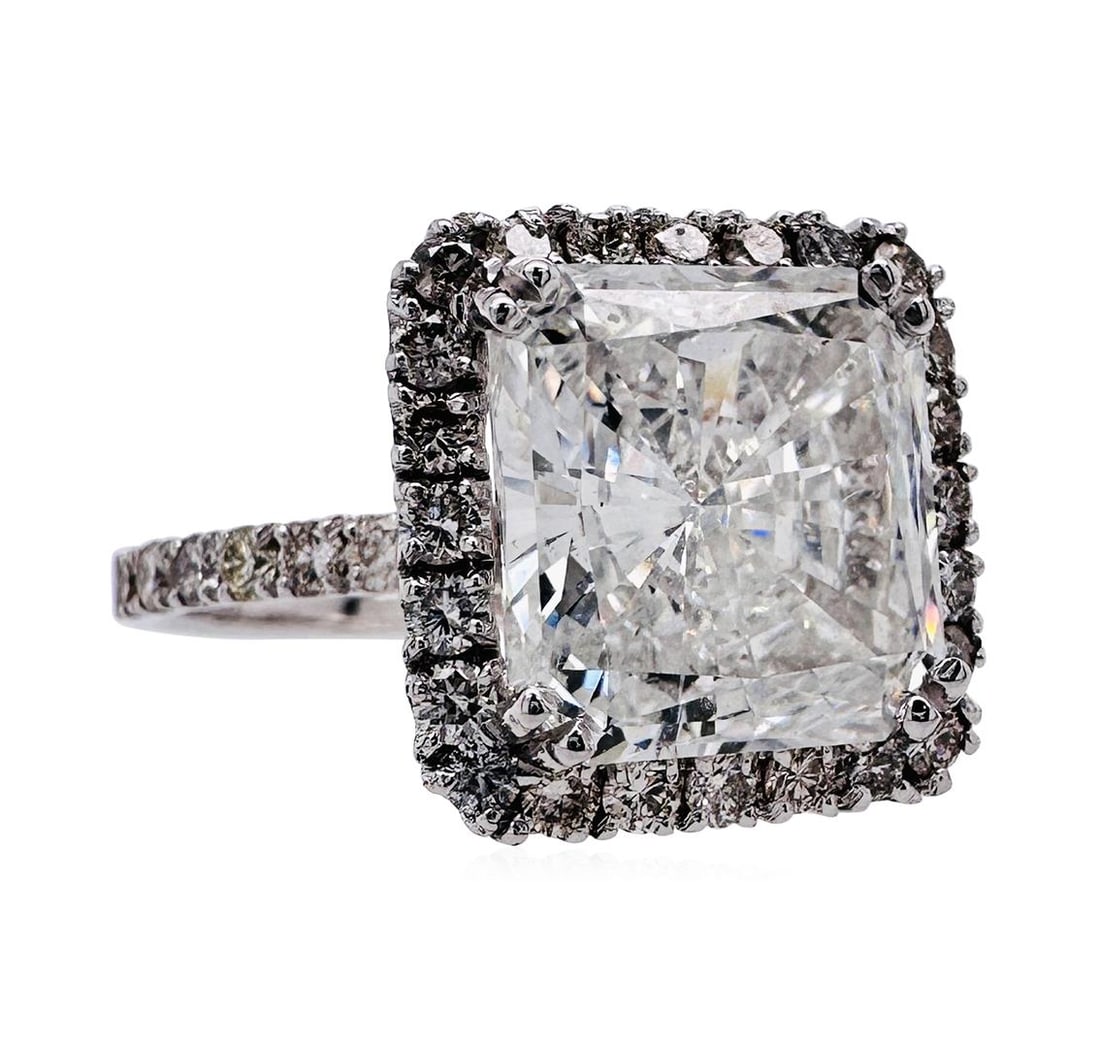 5.14 ctw EGL Certified Diamond Ring - 14KT White Gold: One electronically tested 14KT white gold lady's custom wax & cast basket halo wedding ring with a straight line shank with a bright polish finish. Condition is new, good workmanship. The featured lad