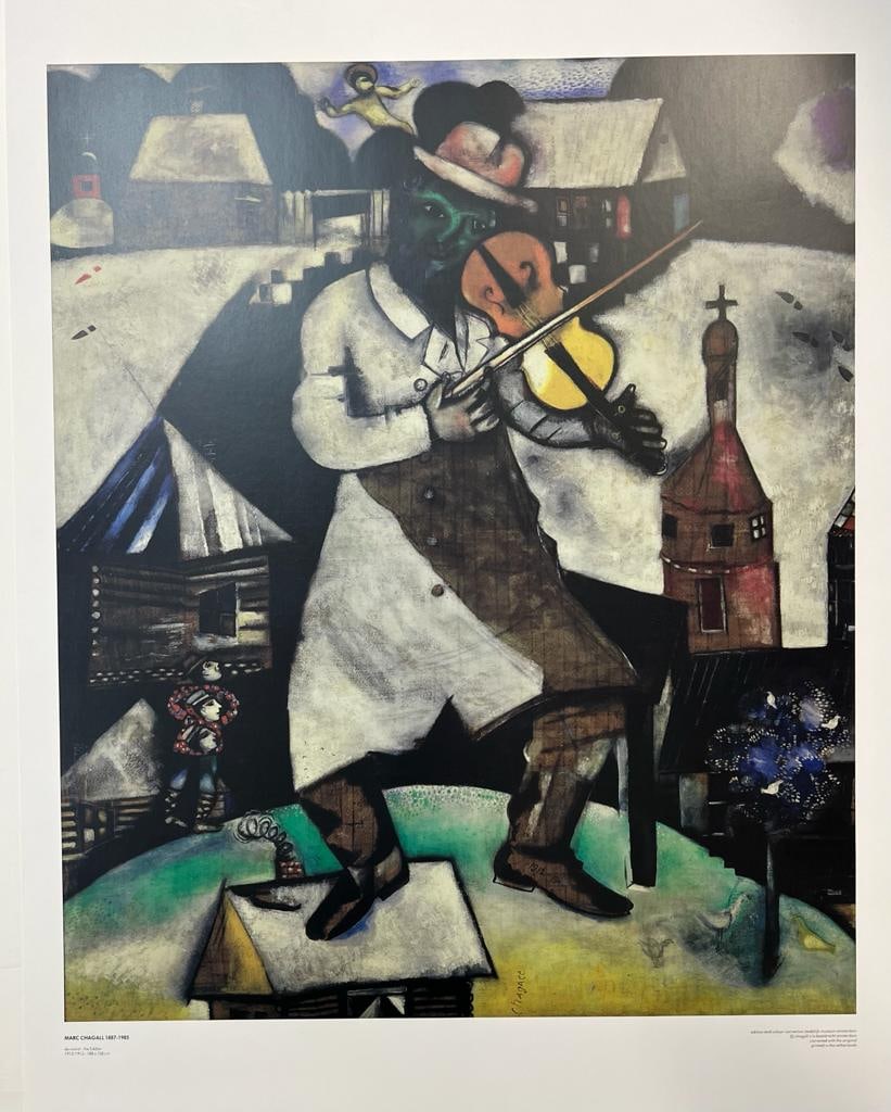De Violist - The Fiddler by Chagall, Marc: De Violist - The Fiddler by Chagall, Marc. Open Plate Signed Offset Lithograph Matted. Dimensions: 35 x 26. Very Good Condition.