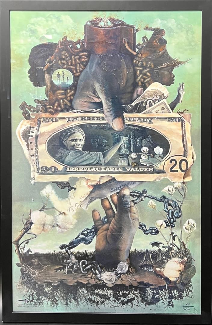 Irreplaceable Values Harriet Tubman by Edwin, Lester: Irreplaceable Values Harriet Tubman by Edwin, Lester. Limited Hand Signed Offset Lithograph Framed. Frame has few scratches in the corners. Dimensions: 22 x 35. Very Good Condition.