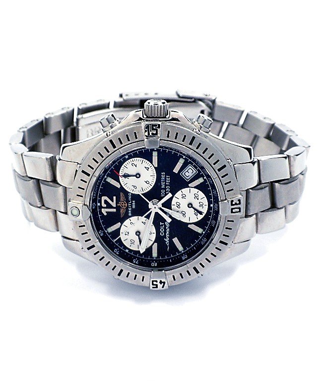 Gents Breitling Colt Chrono Ocean Stainless Steel Watch: Gents Breitling Colt Chrono Ocean Stainless Steel Watch A3915. Excellent Condition! HC159RU. One gents, Breitling Colt Chrono Ocean wristwatch electronically tested stainless steel, Case: 38mm, Water 