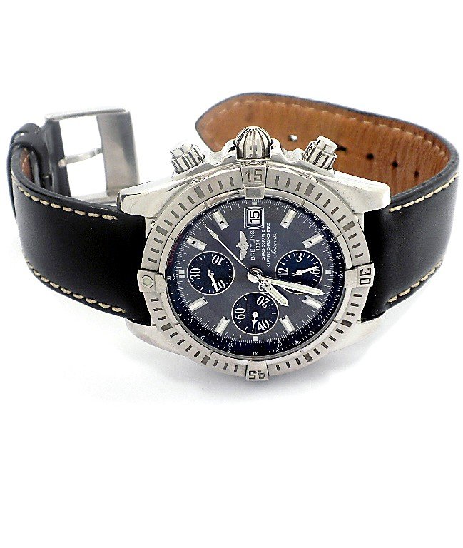 Gents Breitling Chronograph Wristwatch GB81: Gents Breitling Chronograph Wristwatch GB81. Excellent Condition! WZ1513ZQ. One gents Breitling Chronomat Evolution Chronograph wristwatch electronically tested stainless steel, Case: 43mm diameter, B