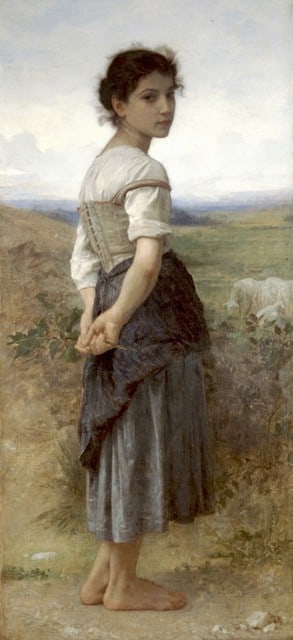 William Bouguereau - The Young Shepherdess: Artist: William Bouguereau Title: The Young Shepherdess Medium: Fine Art Reproduction Giclee on Canvas Image Size: Approximately 32 inches x 14.75 inches Unframed on Unstretched Canvas Biography: "Wil