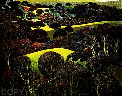 Santa Ynez Memories by Eyvind Earle: Serigraph on paper by Eyvind Earle, 22 x 28, unframed w/COA