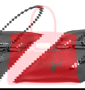 Hermes Birkin 30 Handbag: Hermes Birkin 30 Handbag. Brand: Hermes, Style: Birkin 30, Type: Handbag, Exterior color: Rouge Casaque, Interior color: Rouge Casaque, Length: 11.5, Width: 6.25, Height: 8.5. Item is sold AS-IS and a