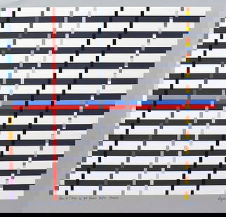 Homage to Mondrian by Yaacov Agam: Serigraph on Paper, 26.5 x 28, unframed w/COA