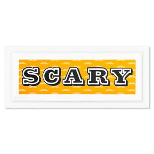 Scary by Eine, Ben: "Scary" is a limited edition screen print on paper by Ben Eine. This piece is numbered and signed by the artist. Comes custom framed with Letter of Authenticity. Measures approx. 36.5" x 17" (frame),