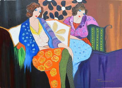 TARKAY ** BRIEF RESPITE **SIGNED SERIGRAPH: TARKAY ** BRIEF RESPITE **SIGNED SERIGRAPH. Artist: Itzchak Tarkay (b. 1935 - 2012) - Title: Brief Respite - Medium: Over-Paint Serigraph on Wood - Signature: Hand-signed by the Artist - Limited Editi