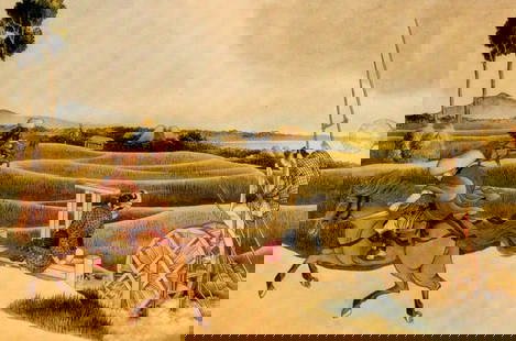 Hokusai - Samurai Riding on Horses: Artist: Katsushika Hokusai - Title: Samurai Riding on Horses - Medium: Fine Art Giclee on Canvas - Image Size: Approximately 21 inches x 32 inches - Unframed on Unstretched Canvas - Biography: ( c. 31