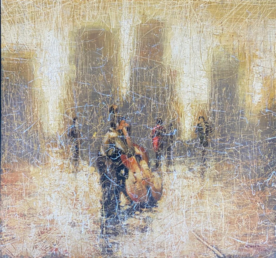 Center Stage by Cecil K: Center Stage by Cecil K. Limited Hand Signed Embellished Giclee on Canvas Stretched. Dimensions: 24 x 24. Excellent Condition.