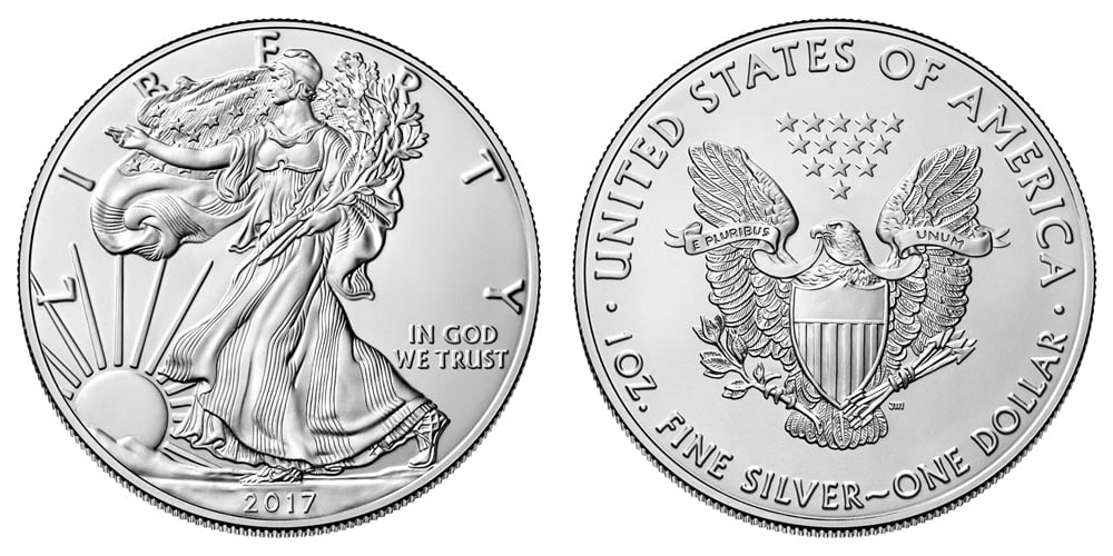 2017 American Silver Eagle .999 Fine Silver Dollar Coin: One 2017 American Silver Eagle .999 Fine Silver Dollar Coin.