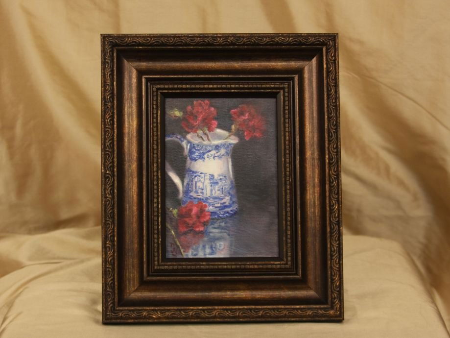 Original Oil by Sepos "Spode Reflected" ED674: Original Oil by Sepos Spode Reflected" ED674. Excellent Condition! GY57TE. Presenting a newly painted and framed Original Oil Painting by Artist Sepos in the traditional master’s style oil painting
