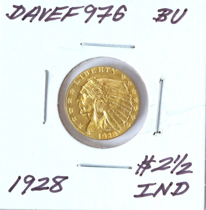 1928 $2 1/2 BU Indian Head Quarter Eagle Gold Coin Dave: 1928 $2 1/2 BU Indian Head Quarter Eagle Gold Coin DaveF976. As-Is Condition! IY133OW. One 1928 $2 1/2 BU Indian Head Quarter Eagle Gold Coin. Thank you for viewing this lot! We are always adding new