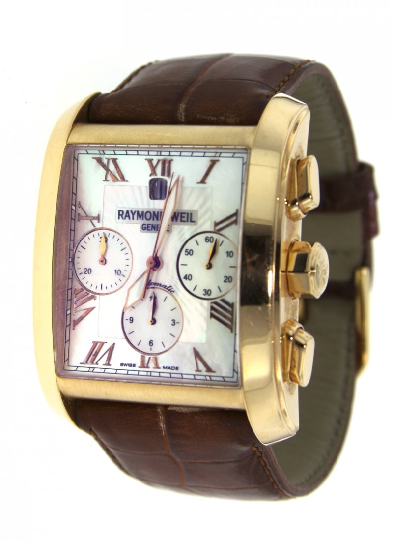 Mens 18KT Rose Gold & MOP Raymond Weil DonGiovanni Watc: Mens 18KT Rose Gold & MOP Raymond Weil DonGiovanni Watch GB36. Excellent Condition! PM1056KI. One Mens Don Giovanni Cosi Grande collection from Raymond Weil. This watch is Presented in a luxurious bru