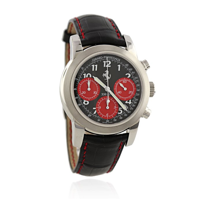 Gents Girard Perregaux Limited Edition Ferrari 330/P4 C: Gents Girard Perregaux Limited Edition Ferrari 330/P4 Chronograph Watch GB241. Excellent Condition! GP9091DL. One gents Girard Perregaux Limited Edition Ferrari 330/P4 chronograph watch. Numbered and 