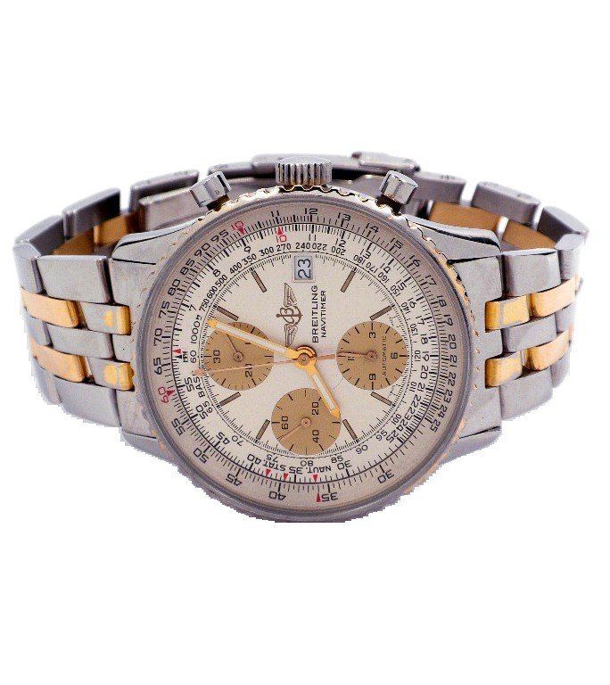 Breitling Two Tone Navitimer Wristwatch A3759: Breitling Two Tone Navitimer Wristwatch A3759. As-Is Condition! XT1163PR. One gents, Breitling Navitimer wristwatch electronically tested stainless steel & 18KT yellow gold, Case: stainless steel & 18