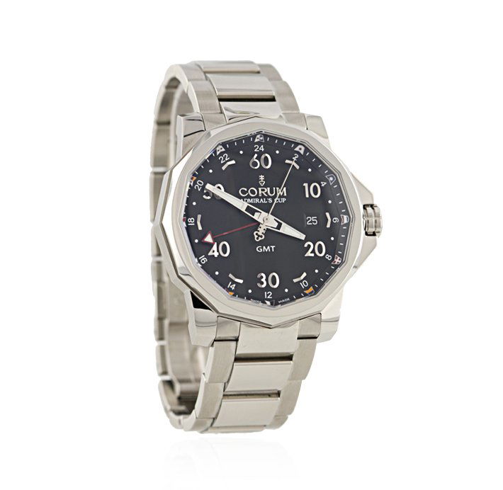 Gents Corum Limited Edition Admiral's Cup GMT Stainless: Gents Corum Limited Edition Admiral's Cup GMT Stainless Steel Watch GB242. Excellent Condition! TQ9863CO. One gents Corum Limited Edition Admiral's Cup GMT stainless steel watch. Numbered and Limited