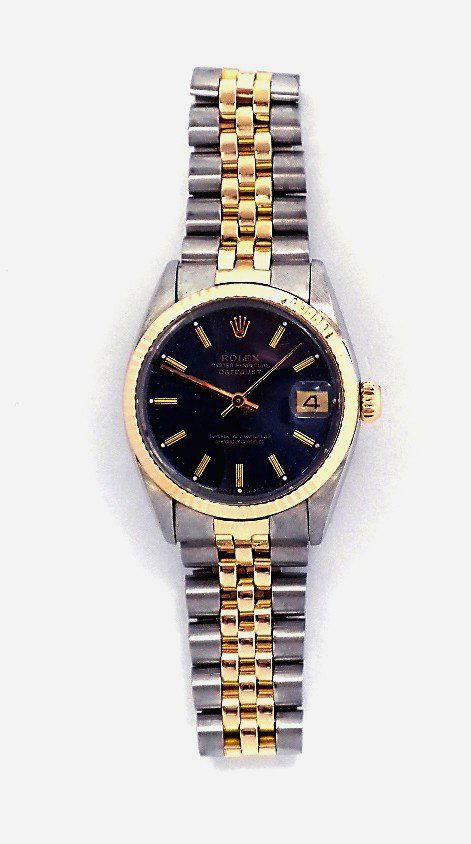 Rolex Two-Tone Mid-Size Datejust Wristwatch A3686: Rolex Two-Tone Mid-Size Datejust Wristwatch A3686. As-Is Condition. MK1051RT. One, hand crafted & machine milled Rolex two-tone Mid Size Datejust wristwatch electronically tested stainless steel & 14k