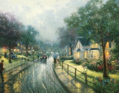 Hometown Memories by Thomas Kinkade: Thomas Kinkade Hometown Memories is a limited edition paper lithograph, signed and numbered with COA. Image 24x30".
