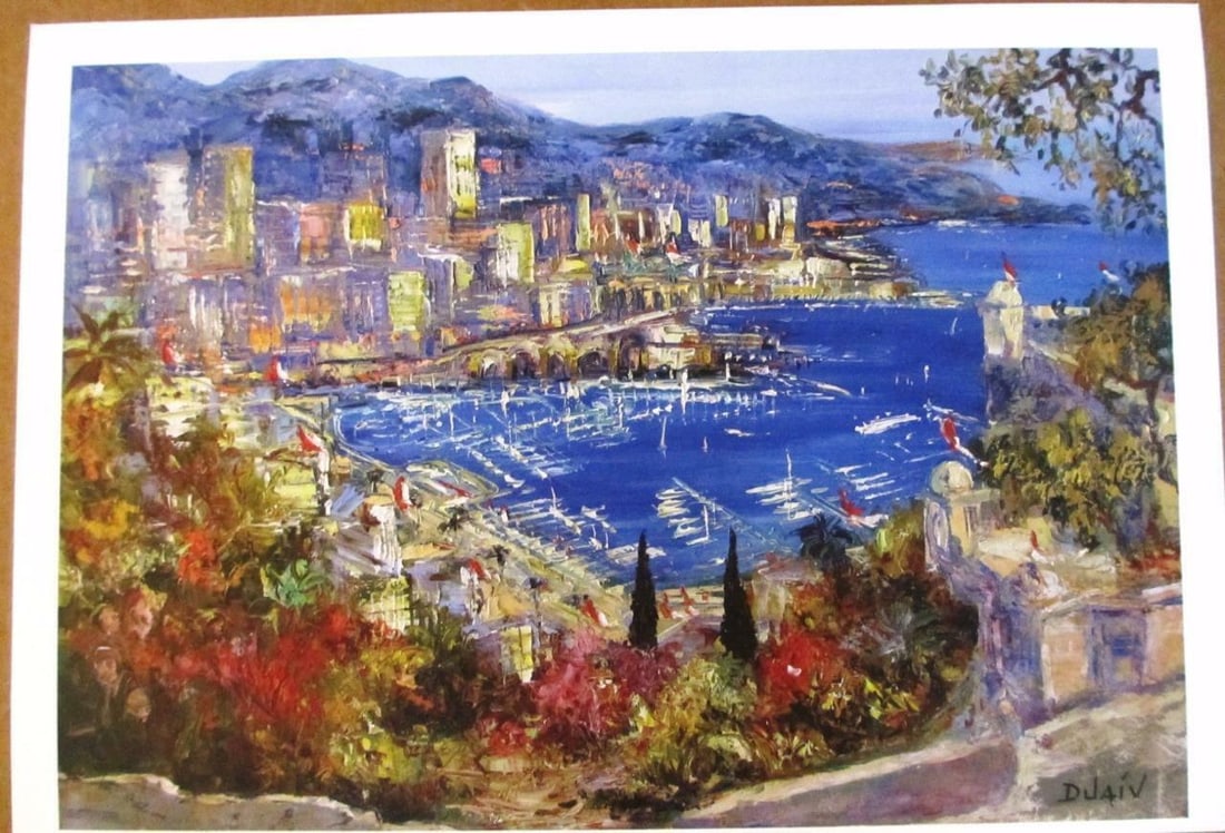 Harbor by the Sea by Duaiv: Harbor by the Sea by Duaiv. Open Plate Signed Lithograph on Paper. Dimensions: 9 x 12.5. Excellent Condition.