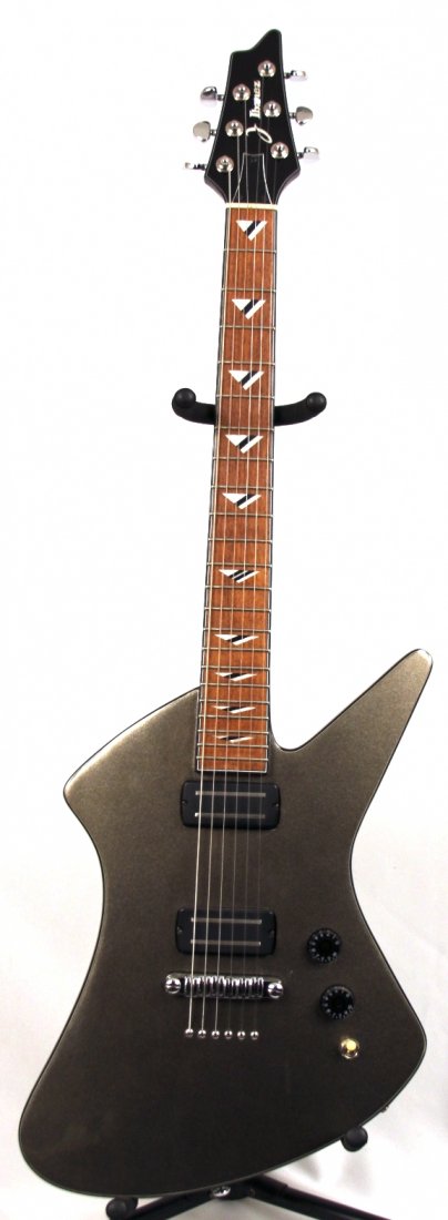 Ibanez Limited Edition Grey Explorer Guitar DGUI52: Ibanez Limited Edition Grey Explorer Guitar DGUI52. Great Condition! GP112KR. What we have here is a rare Ibanez limited Edition Grey Explorer with 2 blade pickups and universe type inlays. This cool 