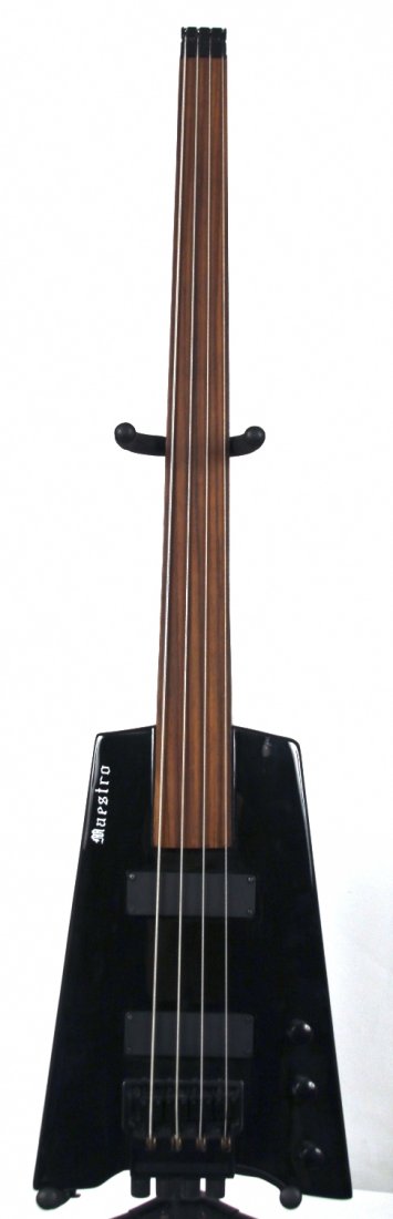 Gibson Maestro Headless Fretless Bass in Black DGUI81: Gibson Maestro Headless Fretless Bass in Black DGUI81. Great Condition! GB821FG. This overseas built Gibson Maestro 2 pickup headless black fretless bass looks like the famous Steinburger at a fractio