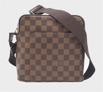 Louis Vuitton Damier Ebene Canvas Leather Olav PM Crossbody Bag: One Louis Vuitton Damier Ebene Canvas Leather Olav PM Crossbody Bag. Item is sold AS-IS. All available information is listed in the description and shown in the photo. Brown Damier Ebene coated canvas