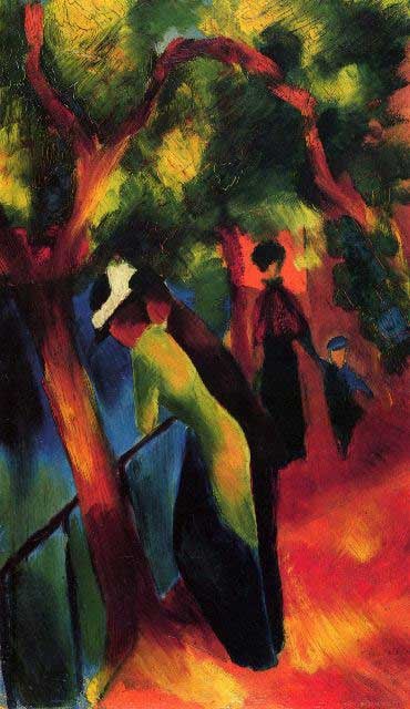 MACKE - Sunny Way By August MACKE: Artist: MACKE - Title: Sunny Way By August MACKE - Medium: Fine Art Reproduction Giclee on Canvas - Image Size: Approximately 20 inches x 11.5 inches - Unframed on Unstretched Canvas - Biography: MACK