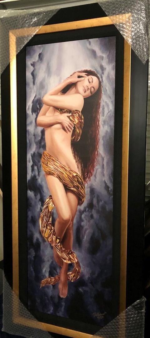 Dellorco "Creation": A signed 40x14" limited edition serigraph by DELLORCO . Part of a series , Creation is framed to 48"x22" , COA included .It is # 4/50.