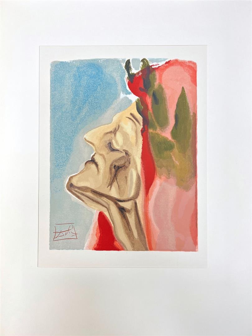 PARADISE 7 DANTE IN DOUBT by Dali, Salvador: PARADISE 7 DANTE IN DOUBT by Dali, Salvador. Open Block Signed Woodcut on Paper. Dimensions: 10 x 7. Excellent Condition.