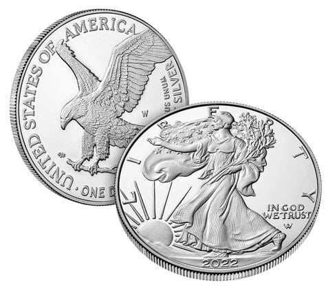 2022 American Silver Eagle .999 Fine Silver Dollar Coin: One 2022 American Silver Eagle .999 Fine Silver Dollar Coin.