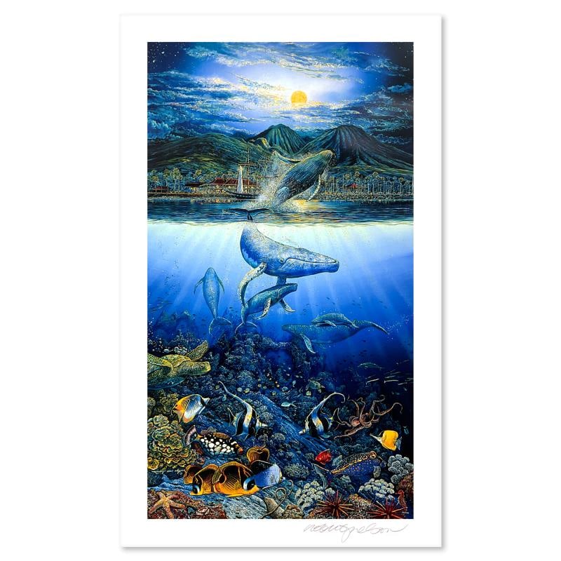 Two Worlds by Nelson, Robert Lyn: "Two Worlds" is a limited edition mixed media on paper by Robert Lyn Nelson, numbered and hand signed by the artist. Includes Letter of Authenticity. Measures approx. 21" x 35" (border), 16.5" x 30" (