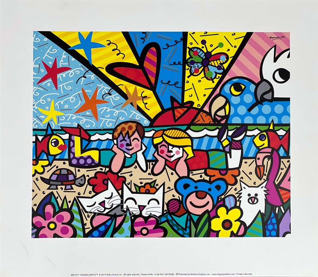 In the Park by Britto, Romero: In the Park by Britto, Romero. Open Unsigned Offset Lithograph. Dimensions: 14 x 11. Excellent Condition.