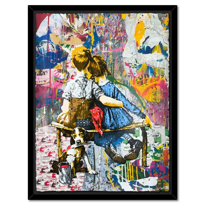 Work Well Together by Mr Brainwash Original: "Work Well Together" is a unique (UNIQ) mixed media on deckle edge paper by Mr. Brainwash, hand signed and bearing the thumbprint of the artist inverso. This piece comes custom framed. Includes Certif