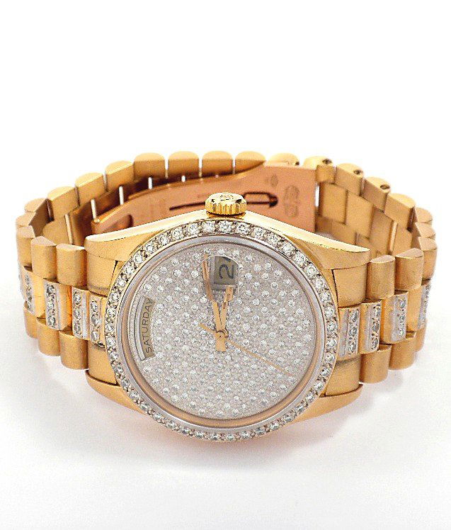 Gents Rolex 18KT Yellow Gold Super President Style Date: Gents Rolex 18KT Yellow Gold Super President Style DateDate Wristwatch A3859. Excellent Condition! VN10311WQ. One gents, hand crafted & machine milled Rolex DayDate Model wristwatch the President elec