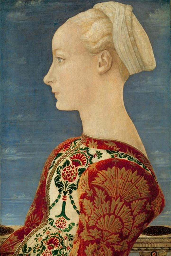 Antonio del Pollaiuolo - Portrait of a Young Lady: Artist: Antonio del Pollaiuolo - Title: Portrait of a Young Lady - Medium: Fine Art Reproduction Giclee on Canvas - Image Size: Approximately 20 inches x 13.25 inches - Unframed on Unstretched Canvas 