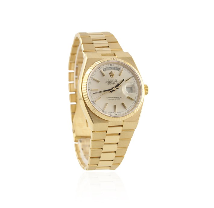 Gents Rolex OysterQuartz Day Date President Watch GB356: Gents Rolex OysterQuartz Day Date President Watch GB356. Excellent Condition! YR9096MT. One gents Rolex OysterQuartz Day-Date President watch. The watch features: Superlative Chronometer Swiss Quartz