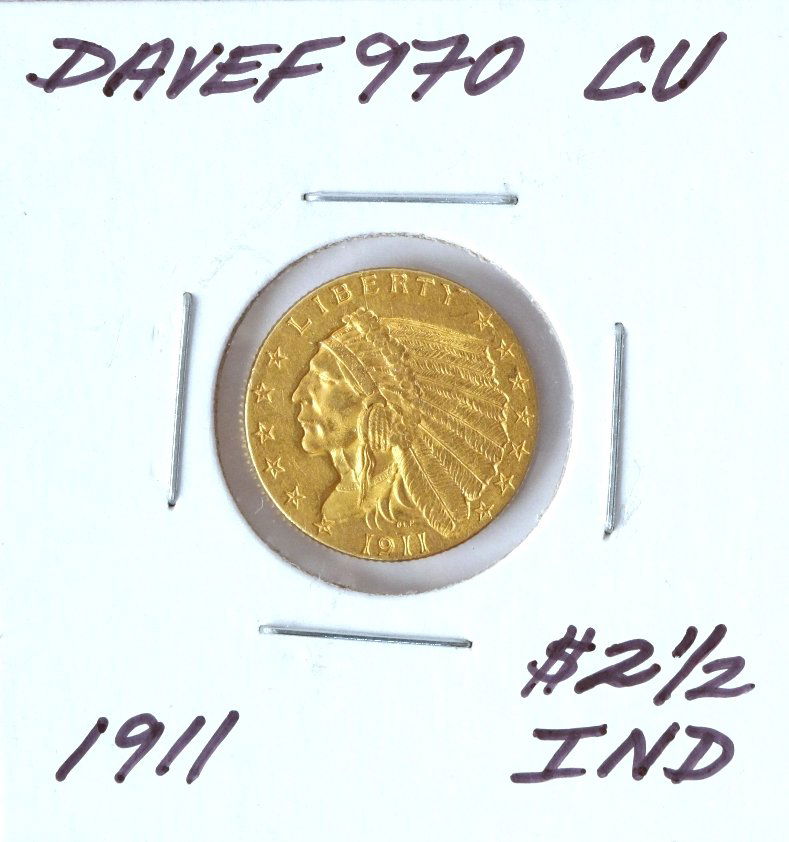 1911 $2 1/2 CU Indian Head Quarter Eagle Gold Coin Dave: 1911 $2 1/2 CU Indian Head Quarter Eagle Gold Coin DaveF970. As-Is Condition! YN692DB. One 1911 $2 1/2 CU Indian Head Quarter Eagle Gold Coin. Thank you for viewing this lot! We are always adding new