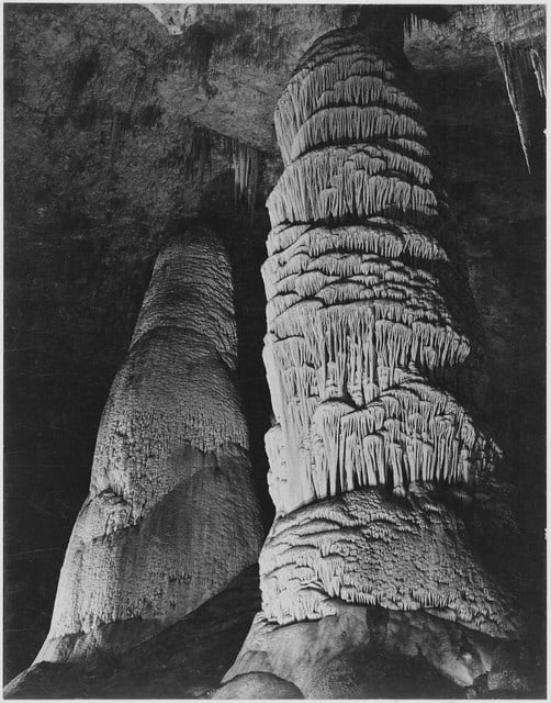 Adams - Carlsbad Caverns National Park New Mexico 3: Artist: Ansel Adams - Title: Carlsbad Caverns National Park New Mexico 3 - Medium: Fine Art Reproduction Giclee on Canvas - Image Size: Approximately 32 inches x 25 inches - Unframed on Unstretched Ca
