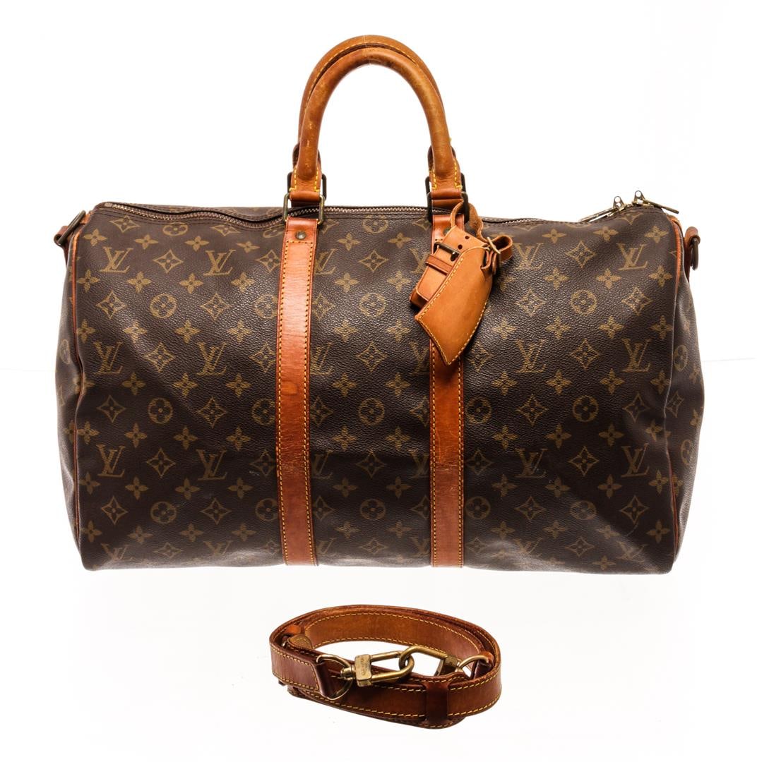 Louis Vuitton Brown Monogram Canvas Keepall Bandouliere 45 Travel Bag: Louis Vuitton Brown Monogram Canvas Keepall Bandouliere 45 Travel Bag. All available information is listed in the description and shown in the photos. Louis Vuitton Keepall Bandouliere 45 cm duffel ba