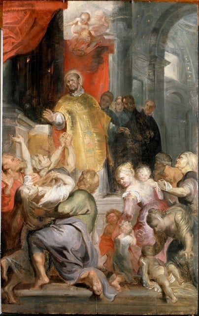 Sir Peter Paul Rubens - The Miracles of Saint Ignatius of Loyola: Artist: Sir Peter Paul Rubens - Title: The Miracles of Saint Ignatius of Loyola - Medium: Fine Art Reproduction Giclee on Canvas - Image Size: Approximately 20 inches x 12.5 inches - Unframed on Unstr