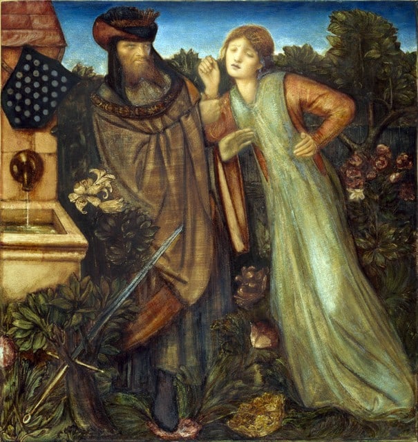 Edward Burne-Jones - King Mark and La Belle Iseult: Artist: Edward Burne-Jones - Title: King Mark and La Belle Iseult - Medium: Fine Art Reproduction Giclee on Canvas - Image Size: Approximately 20 inches x 19 inches - Unframed on Unstretched Canvas -