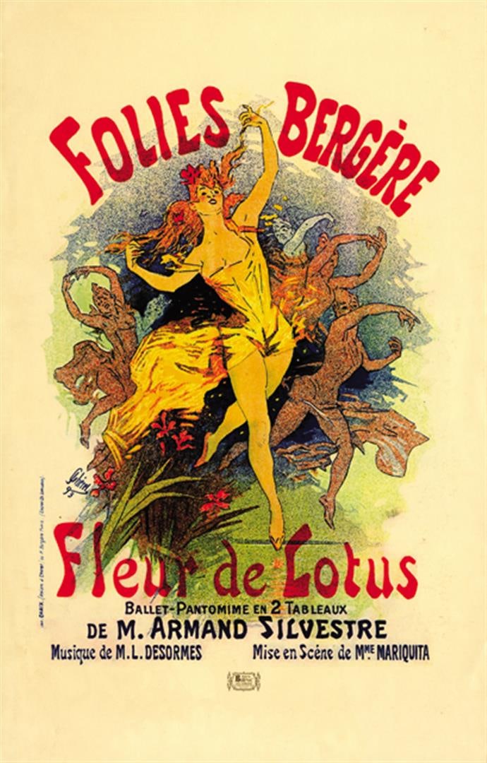 Jules Cheret - Fleur De Lotus: Artist: Jules Cheret Title: Fleur De Lotus Medium: Fine Art Reproduction Giclee on Canvas Image Size: Approximately 20 inches x 12.75 inches Unframed on Unstretched Canvas Jules Cheret, (born May 31,