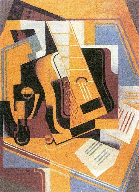 Juan Gris - Guitar [1]: Artist: Juan Gris - Title: Guitar [1] - Medium: Fine Art Reproduction Giclee on Canvas - Image Size: Approximately 20 inches x 14.5 inches - Unframed on Unstretched Canvas - Biography: Jose Victoriano