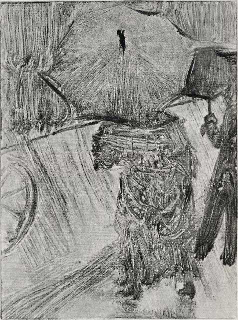 Edgar Degas - In The Rain: Artist: Degas - Title: In The Rain - Medium: Fine Art Reproduction Giclee on Archival Canvas - Image Size: Approximately 20 inches x 15 inches - Framed: Unframed on Unstretched Canvas - Edgar Degas wa