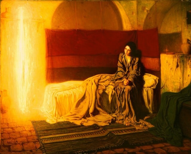 Henry Ossawa Tanner - The Annunciation: Artist: Henry Ossawa Tanner - Title: The Annunciation - Medium: Fine Art Reproduction Giclee on Canvas - Image Size: Approximately 25.75 inches x 32 inches - Unframed on Unstretched Canvas - Biography