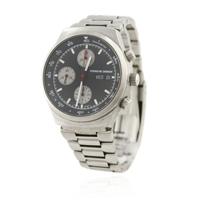 Gents Porsche Design P011 Stainless Steel Chronograph W: Gents Porsche Design P011 Stainless Steel Chronograph Watch A4186. Good Condition! UZ905GX. One gents Porsche Design by Eterna P011 stainless steel chronograph watch. The watch features: stainless ste