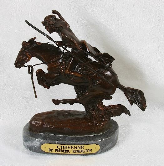 Frederic Remington Bronze Statue Reproduction - Cheyenn: Frederic Remington Bronze Statue Reproduction - Cheyenne - As-Is Condition JK57RT - Thank you for viewing this lot. We are always adding new inventory and new auctions, so check back often. We appreci